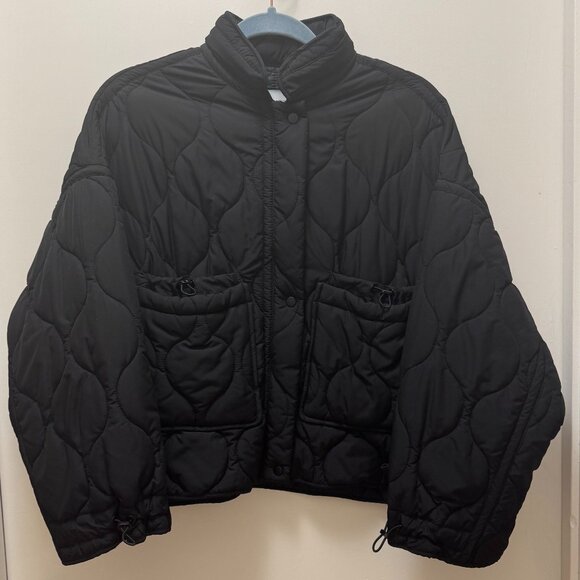 Zara Cropped Oversized Quilted Zip Puffer Sz M / L - Picture 1 of 10
